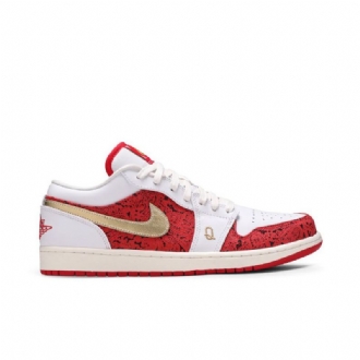Air Jordan 1 Low Se Hvitt Rødt Gull Herresko