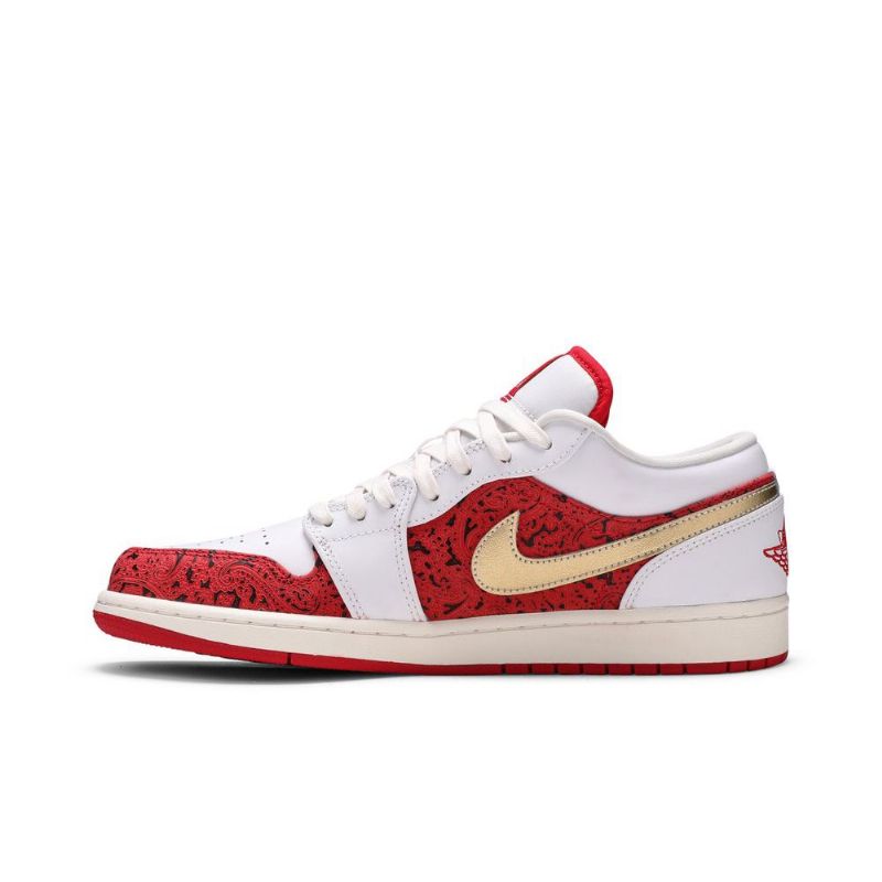 Air Jordan 1 Low Se Hvitt Rødt Gull Herresko