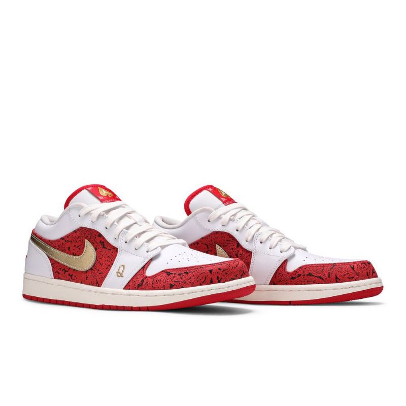 Air Jordan 1 Low Se Hvitt Rødt Gull Herresko