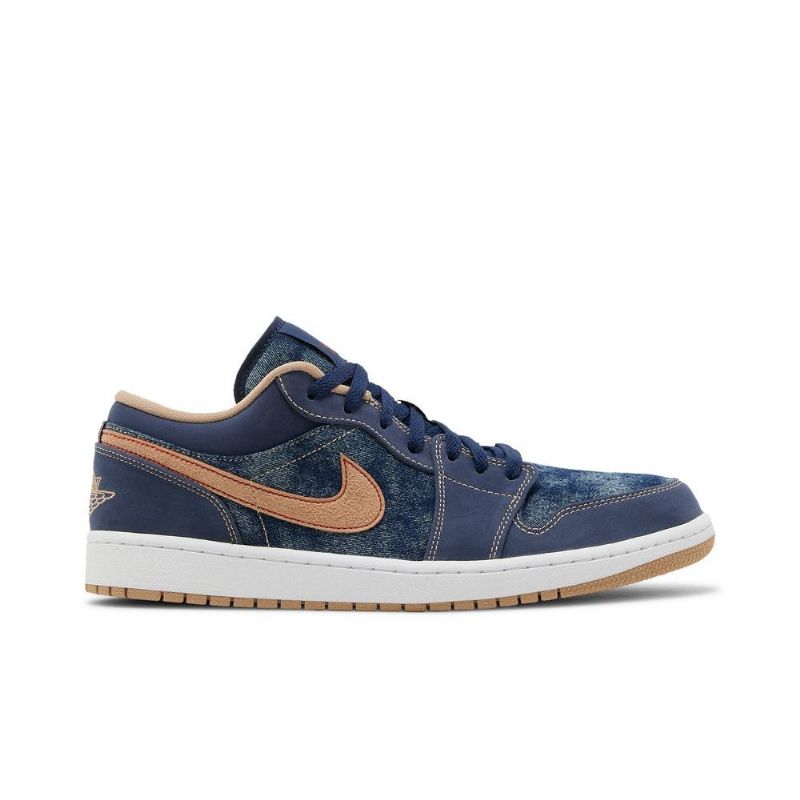 Air Jordan 1 Low Se Marineblå Brune Herresko