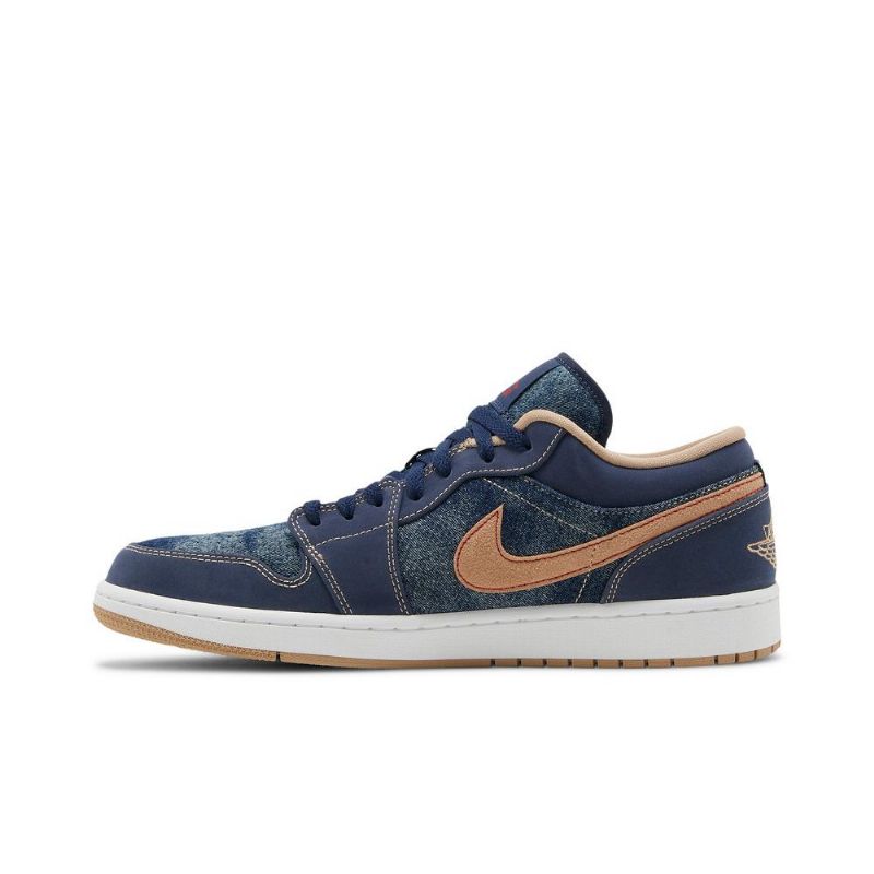Air Jordan 1 Low Se Marineblå Brune Herresko