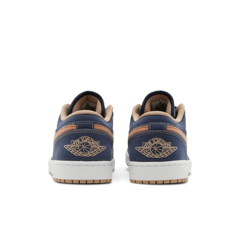 Air Jordan 1 Low Se Marineblå Brune Herresko