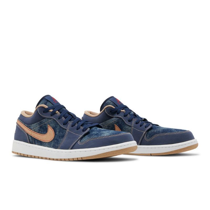Air Jordan 1 Low Se Marineblå Brune Herresko