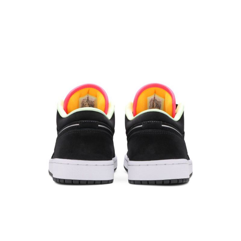 Air Jordan 1 Low Se Svart Grønn Oransje Rosa Herresko