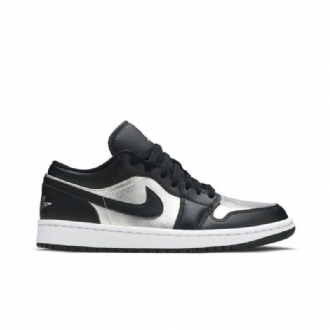 Air Jordan 1 Low Se Svart Sølv Hvit Damesko