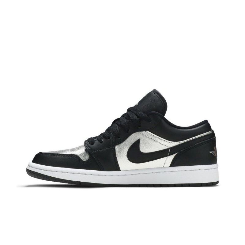 Air Jordan 1 Low Se Svart Sølv Hvit Damesko