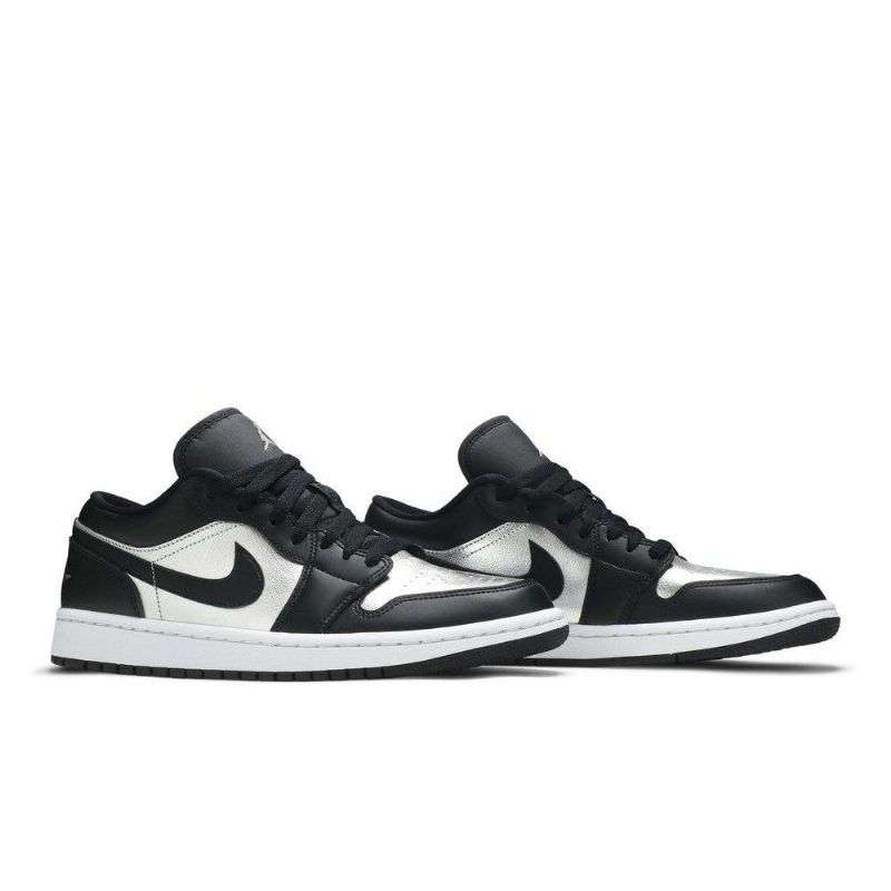 Air Jordan 1 Low Se Svart Sølv Hvit Damesko