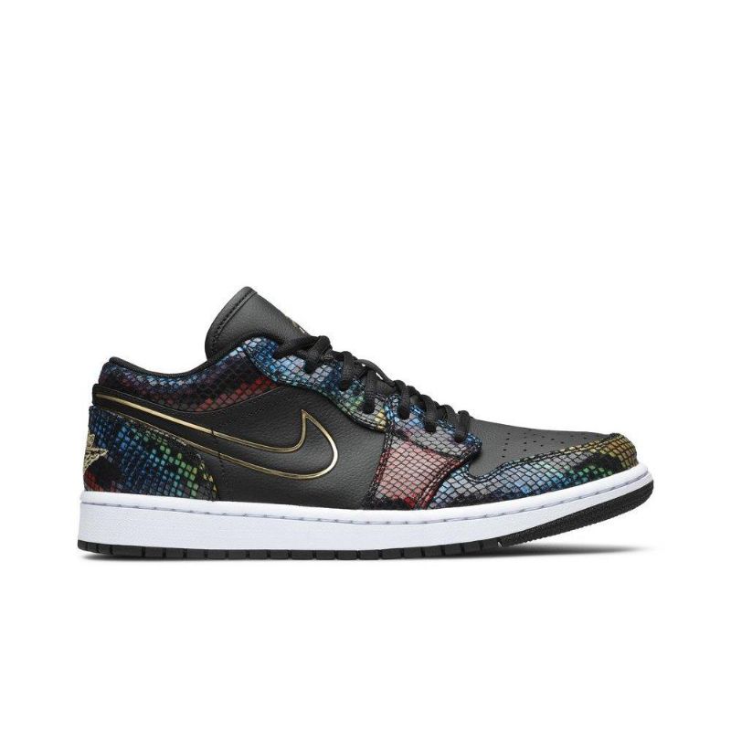 Air Jordan 1 Low Svart Gull Flerfarget Damesko