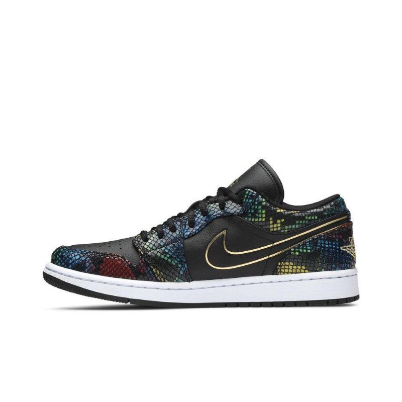 Air Jordan 1 Low Svart Gull Flerfarget Damesko