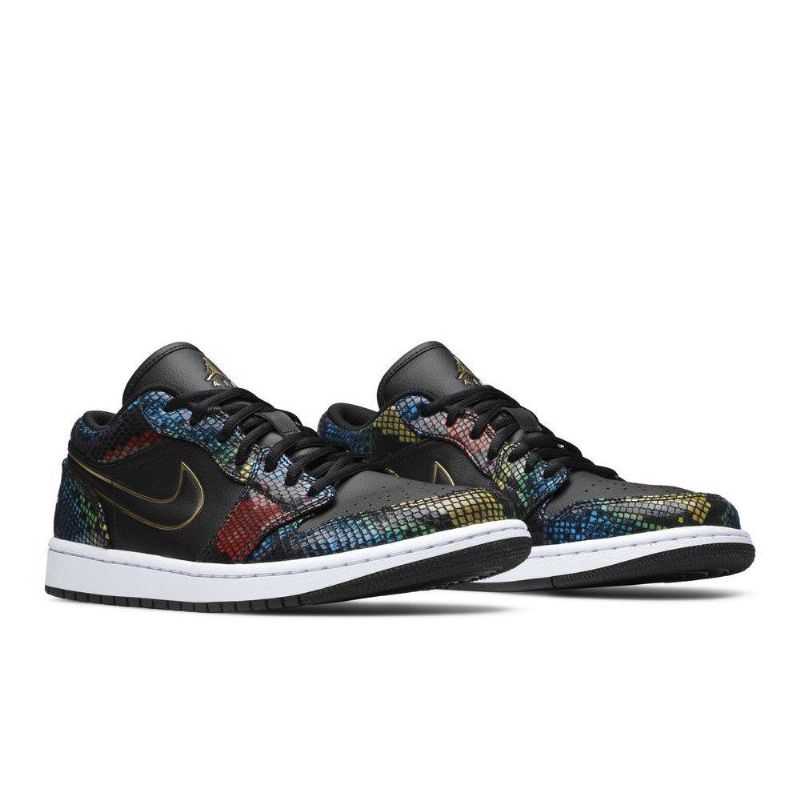 Air Jordan 1 Low Svart Gull Flerfarget Damesko