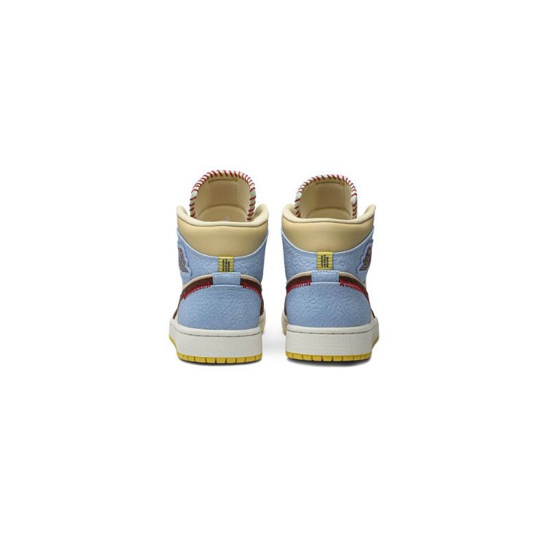 Air Jordan 1 Maison Chateau Rouge Mid Se Blå Brun Beige Herresko