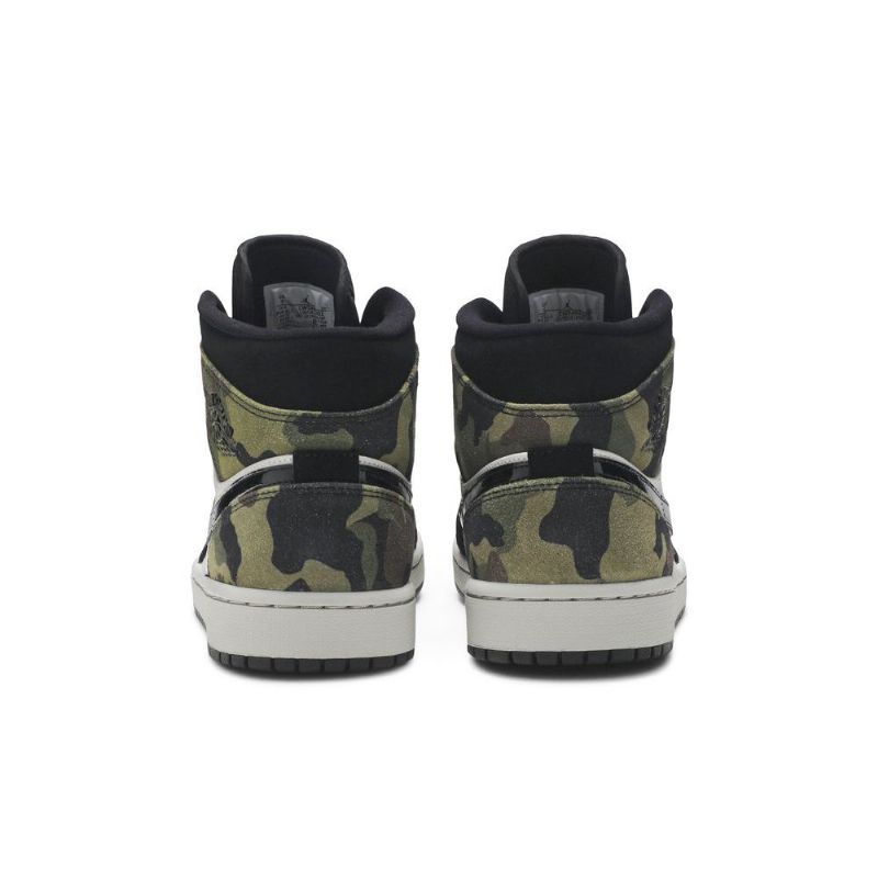 Air Jordan 1 Mid Beige Svart Grønn Herresko
