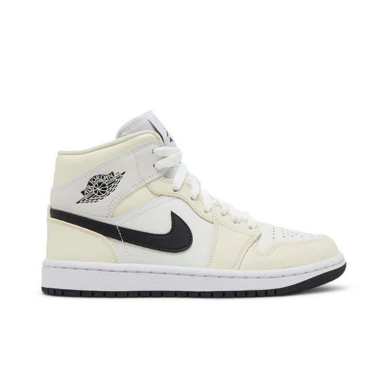 Air Jordan 1 Mid Beige Svart Hvit Damesko