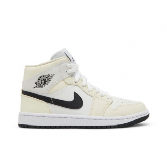 Air Jordan 1 Mid Beige Svart Hvit Damesko