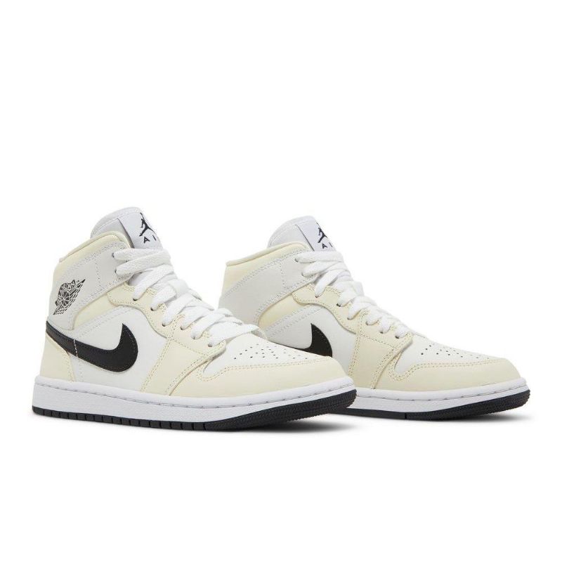 Air Jordan 1 Mid Beige Svart Hvit Damesko