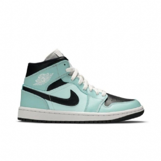 Air Jordan 1 Mid Blå Svart Hvit Damesko