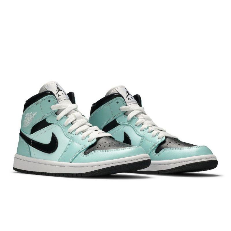 Air Jordan 1 Mid Blå Svart Hvit Damesko