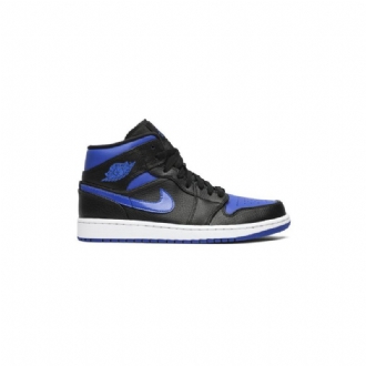Air Jordan 1 Mid Blå Svart Hvit Herresko