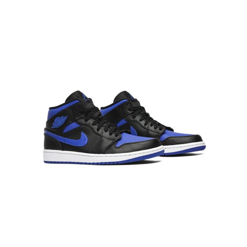Air Jordan 1 Mid Blå Svart Hvit Herresko