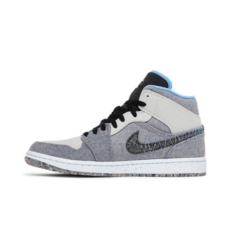 Air Jordan 1 Mid Grå Blå Svarte Herresko