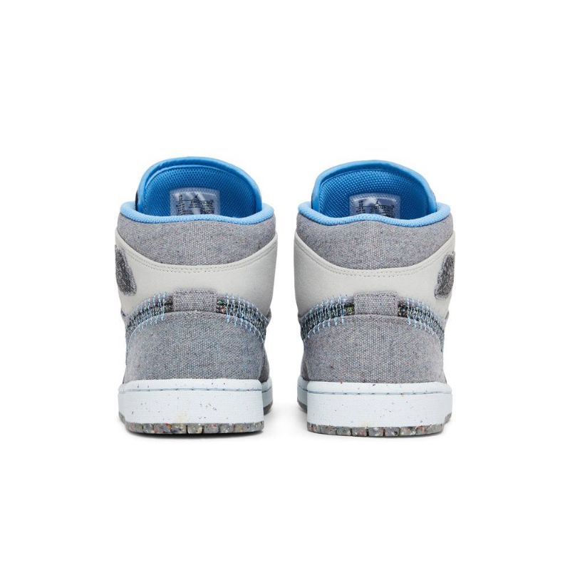 Air Jordan 1 Mid Grå Blå Svarte Herresko