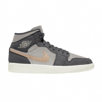 Air Jordan 1 Mid Grå Hvit Rosa Damesko