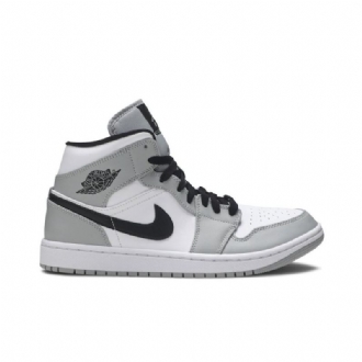 Air Jordan 1 Mid Grå Hvit Svart Herresko