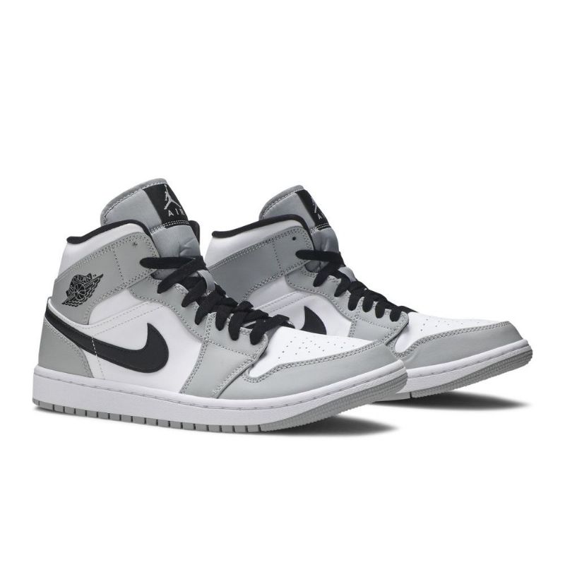 Air Jordan 1 Mid Grå Hvit Svart Herresko