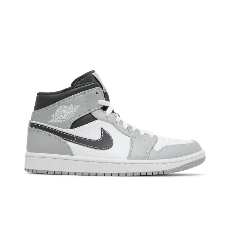 Air Jordan 1 Mid Grå Hvit Svart Herresko