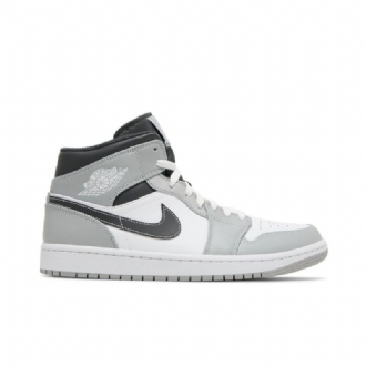 Air Jordan 1 Mid Grå Hvit Svart Herresko