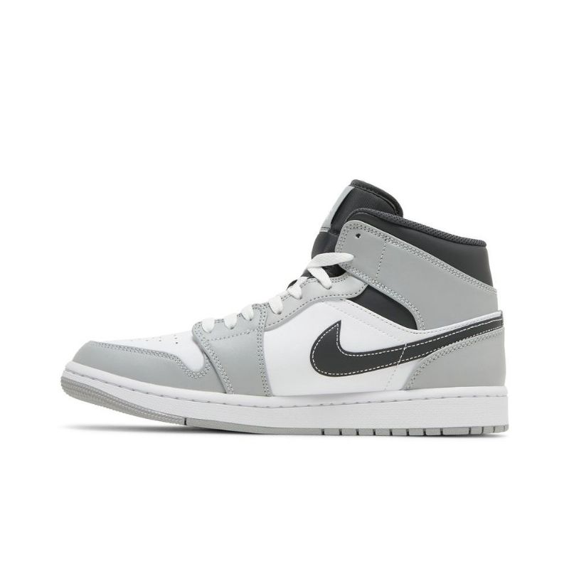 Air Jordan 1 Mid Grå Hvit Svart Herresko