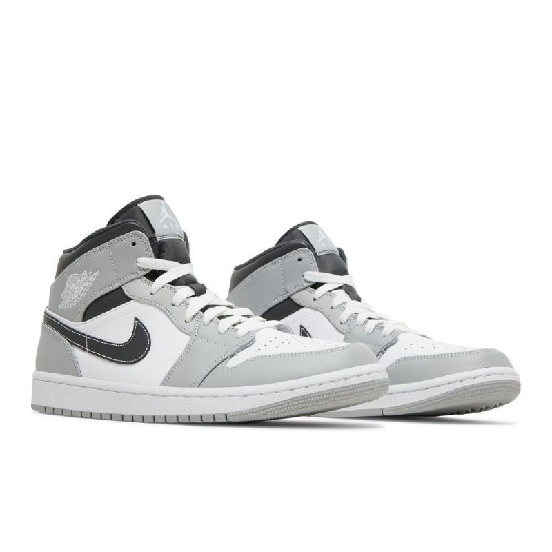 Air Jordan 1 Mid Grå Hvit Svart Herresko