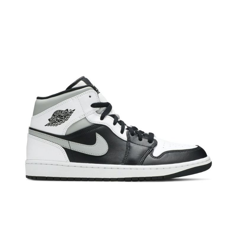 Air Jordan 1 Mid Grå Svart Hvit Herresko