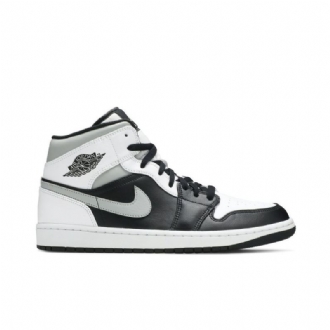 Air Jordan 1 Mid Grå Svart Hvit Herresko