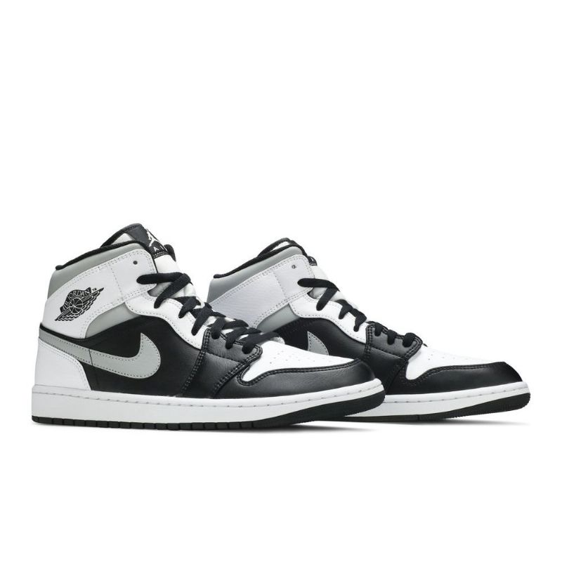 Air Jordan 1 Mid Grå Svart Hvit Herresko