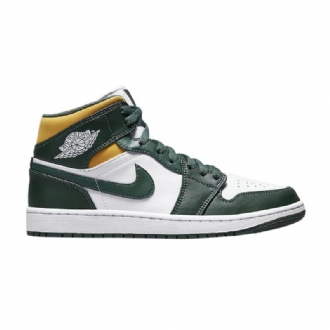 Air Jordan 1 Mid Grønn Hvit Gull Herresko