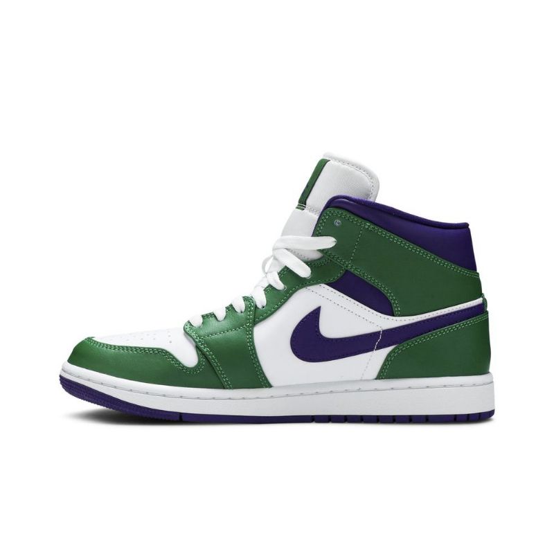 Air Jordan 1 Mid Grønn Hvit Lilla Herresko