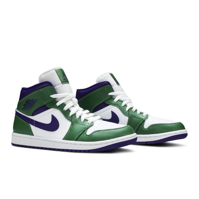 Air Jordan 1 Mid Grønn Hvit Lilla Herresko