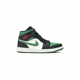 Air Jordan 1 Mid Grønn Hvit Svart Rød Herresko