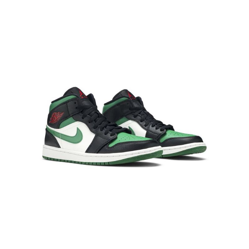 Air Jordan 1 Mid Grønn Hvit Svart Rød Herresko