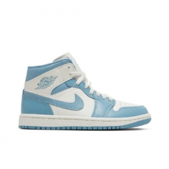 Air Jordan 1 Mid Hvit Blå Damesko