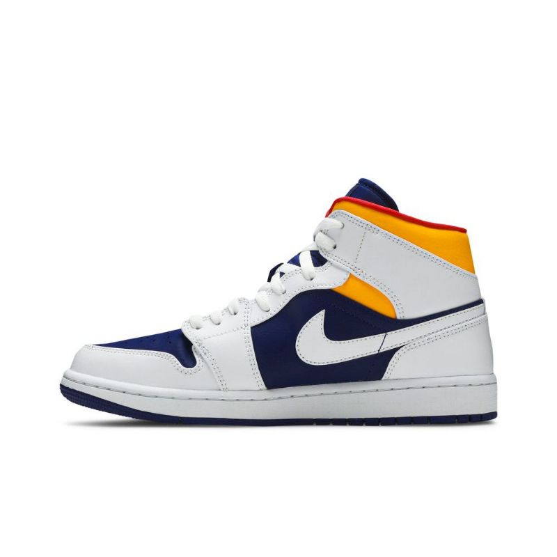 Air Jordan 1 Mid Hvit Blå Oransje Herresko