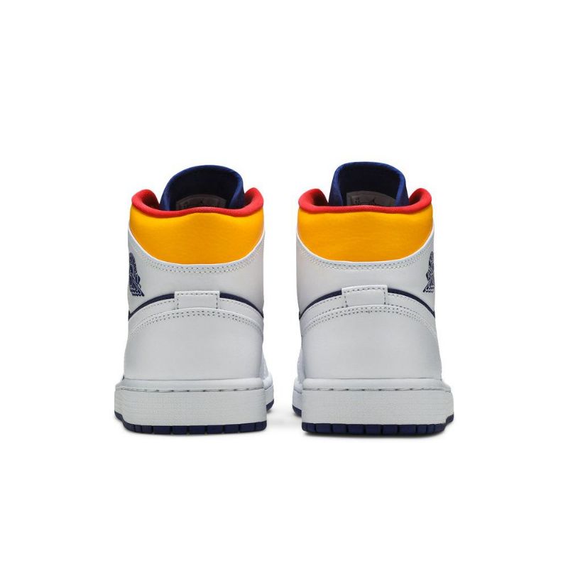 Air Jordan 1 Mid Hvit Blå Oransje Herresko