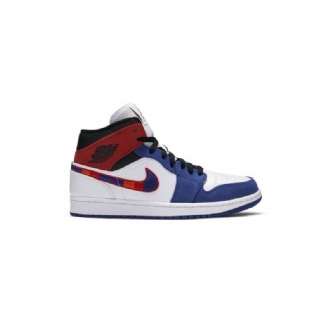 Air Jordan 1 Mid Hvit Blå Rød Svart Herresko
