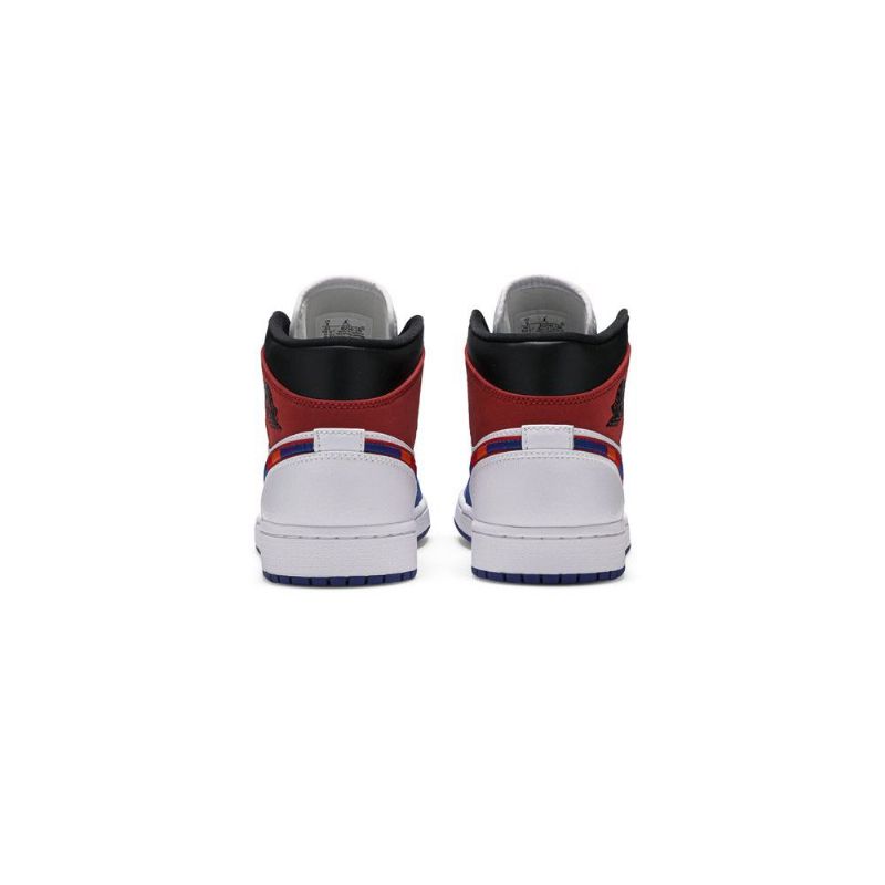 Air Jordan 1 Mid Hvit Blå Rød Svart Herresko
