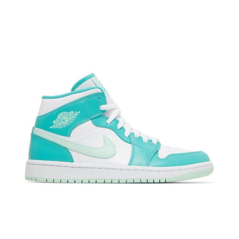 Air Jordan 1 Mid Hvit Blågrønn Damesko