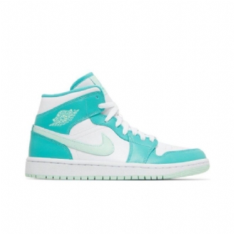 Air Jordan 1 Mid Hvit Blågrønn Damesko