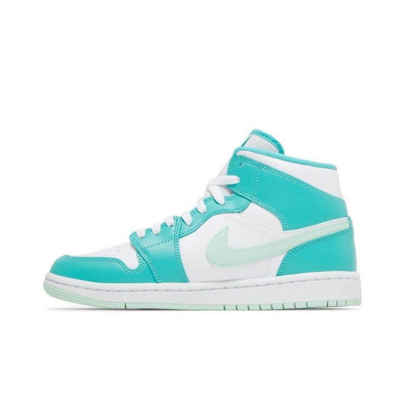 Air Jordan 1 Mid Hvit Blågrønn Damesko