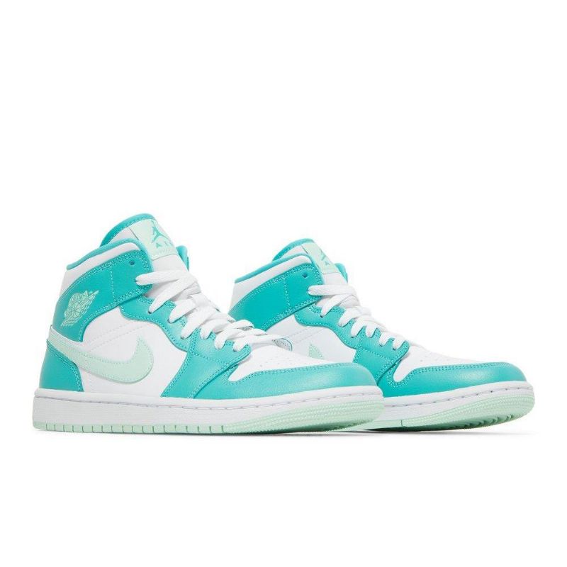 Air Jordan 1 Mid Hvit Blågrønn Damesko