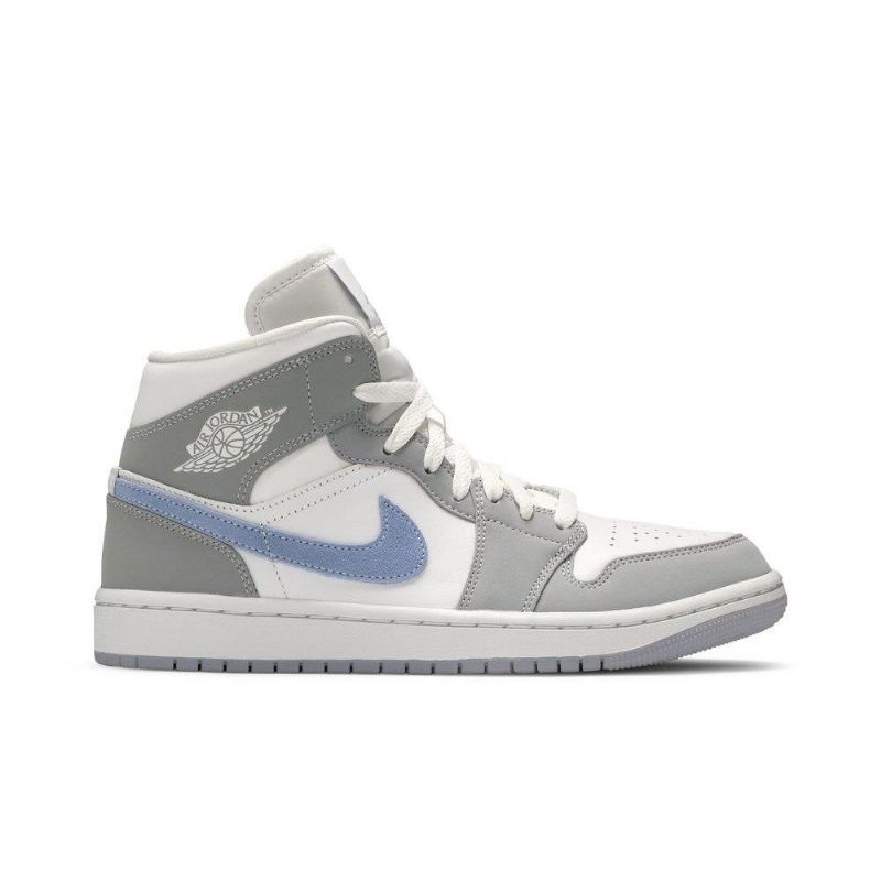 Air Jordan 1 Mid Hvit Grå Blå Damesko